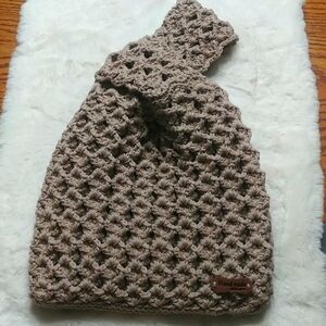 Handmade Crocheted and lined Japanese Coco Knot Bag 100% Cotton Khaki- 10x9